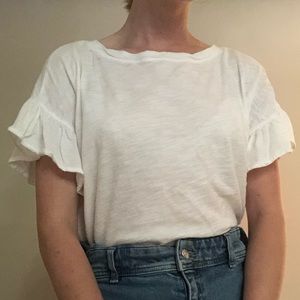 GAP Ruffle Sleeve White T-Shirt
